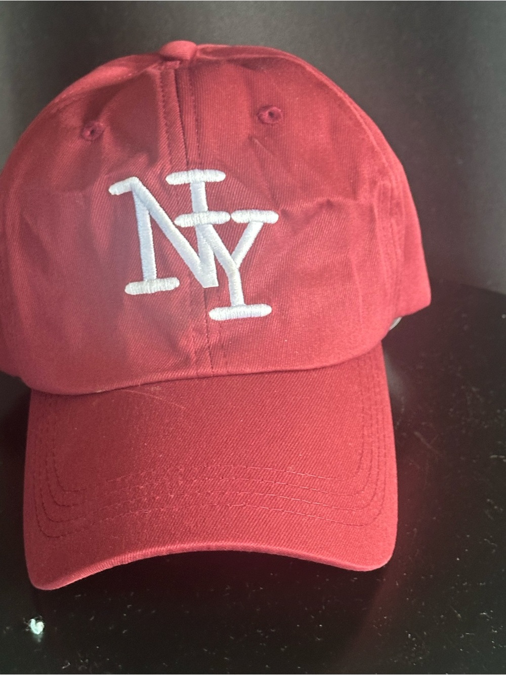 NY Embroidered Baseball Cap Burgundy Adjustable Dad Hat NWO